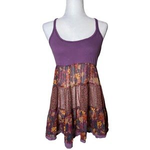 Summer Of Love Woodstock Boho Racerback Sheer Purple Dress Size Small